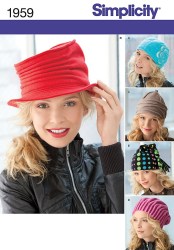1959 SIMPLICITY FLEECE SHAPED HATS BRIM OR NOT PATTERN SM - LG